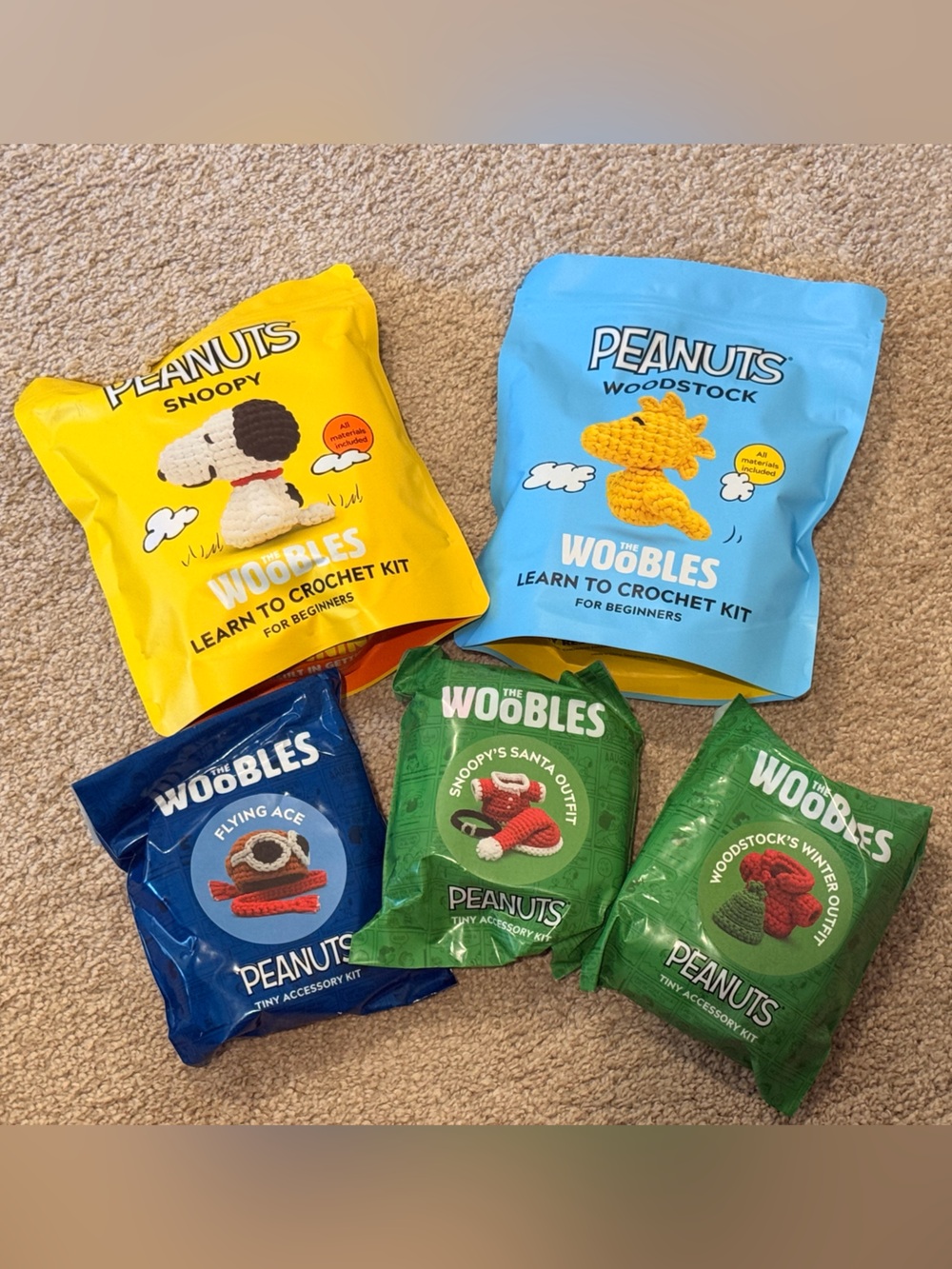NEW Peanuts Wobble Crochet Kits - Snoopy & Woodstock